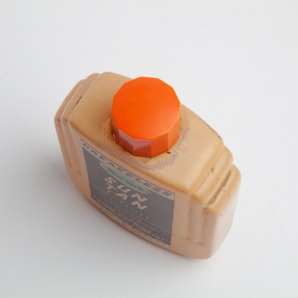 Vintage MCM Glass Bottle  - Norwich Greaseless Sun Tan Lotion - Apothecary Beach - Picture 6 of 14